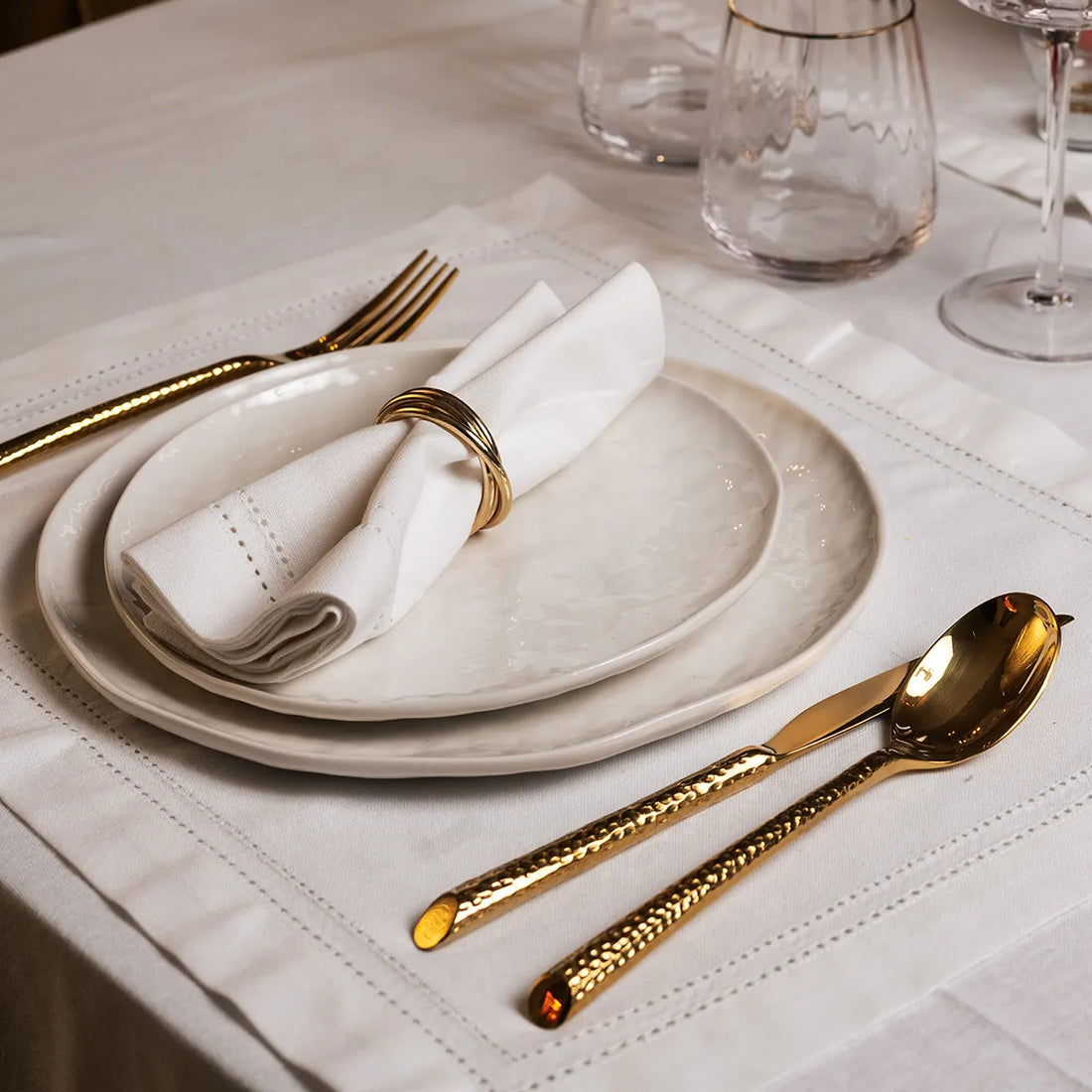 COQUILLE - 6 Grandes assiettes - Porcelaine - ⌀ 27 cm